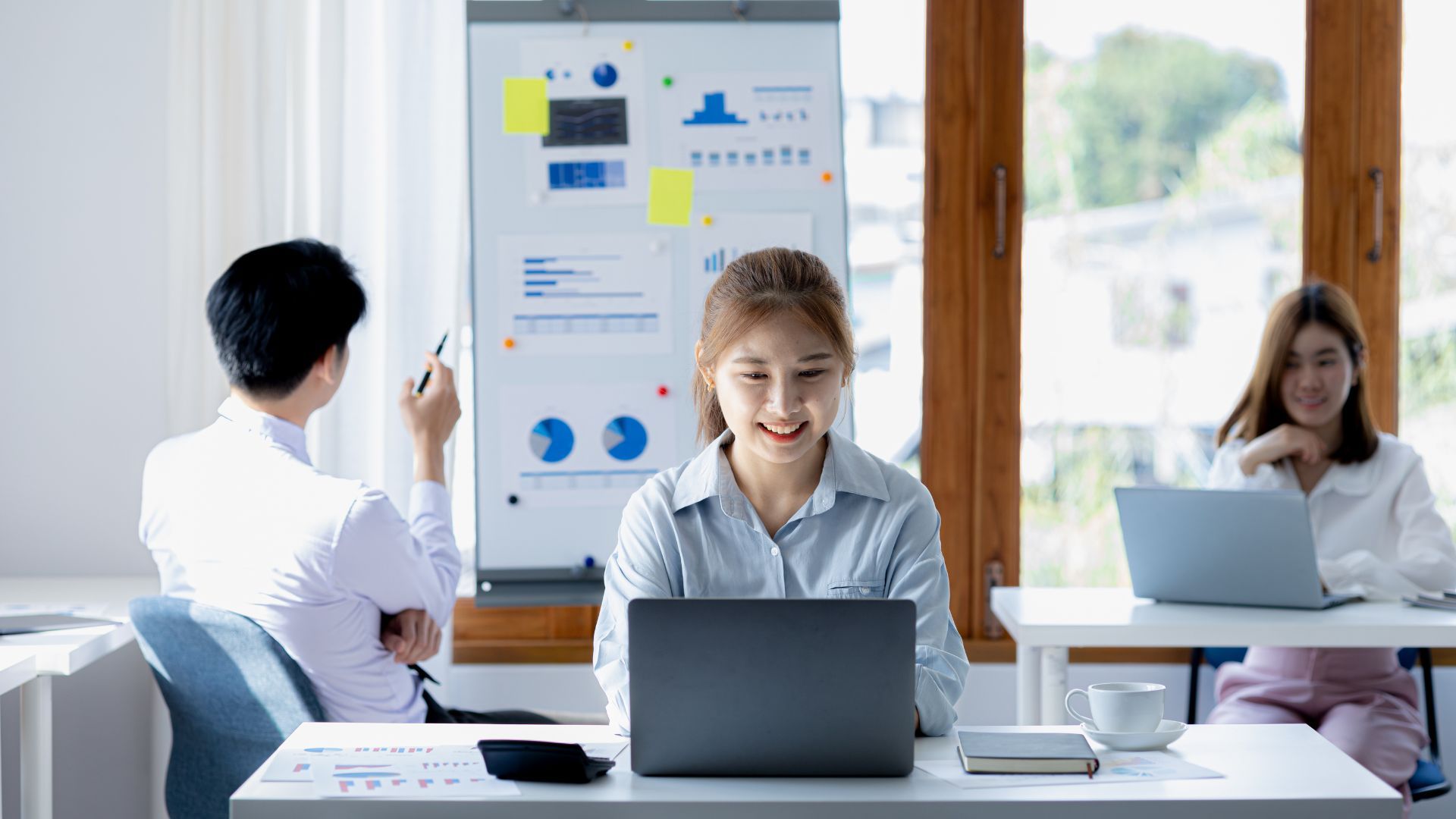 People working in an office at a company